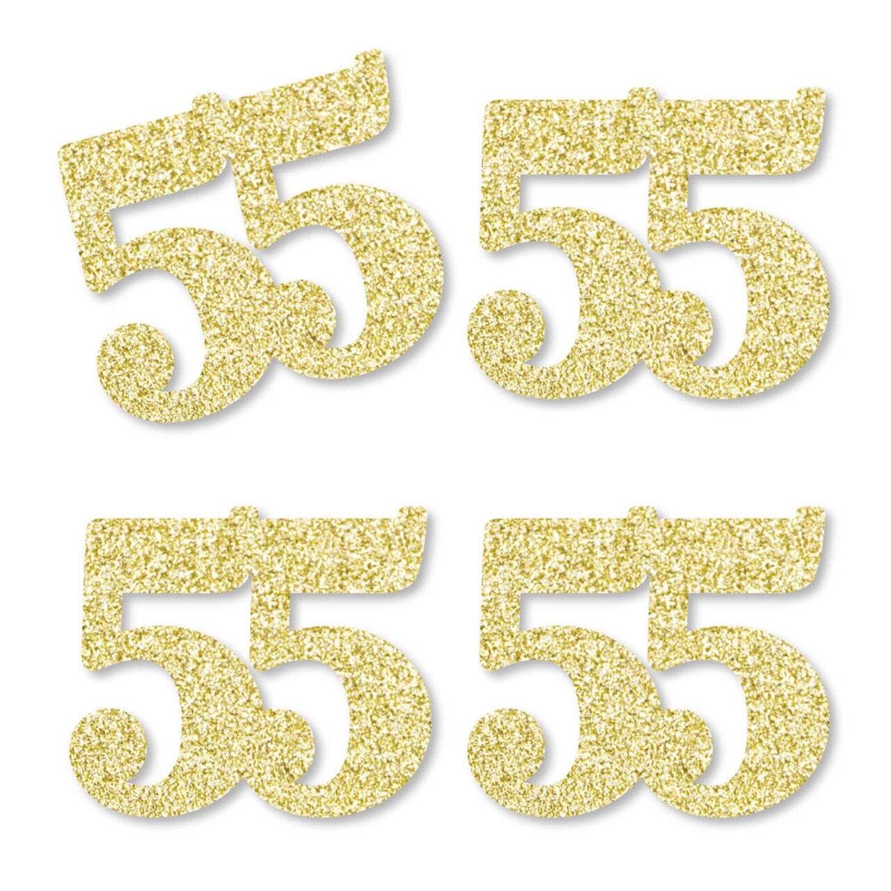 Big Dot of Happiness Gold Glitter 55 - No-Mess Real Gold Glitter Cut-Out Numbers - 55th Birthday Party Confetti - Set of 24